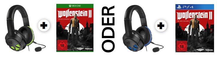 Turtle Beach Ear Force Headset + Wolfenstein 2 für PS4 oder Xbox  One ab je 77€ (statt ~100€)