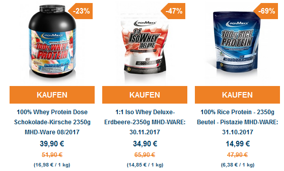 Ironmaxx Sale mit bis zu 69% auf Proteine (MHD Ware)