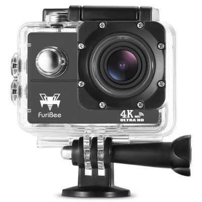 FuriBee F60 4K WiFi   wasserdichte Action Cam inkl. Zubehörpaket für 19,69€