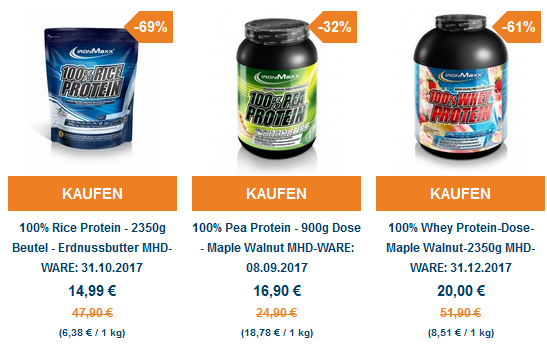 Ironmaxx Sale mit bis zu 69% auf Proteine (MHD Ware)