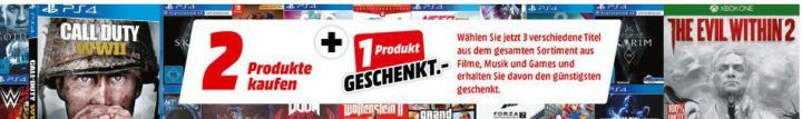 Media Markt Multibuy: 3 Games, Filme oder Musik zum Preis von 2 auf das volle Programm