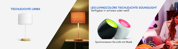 Philips One Day Sale bei Vente Privee   z.B. Tischleuchte Limba ab 22,90€ (statt 38€)