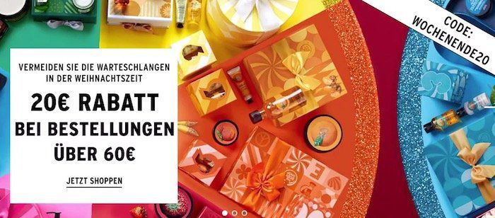 The Body Shop: 20€ Gutschein ab 60€ Bestellwert   günstige Kosmetik Artikel bis Mitternacht