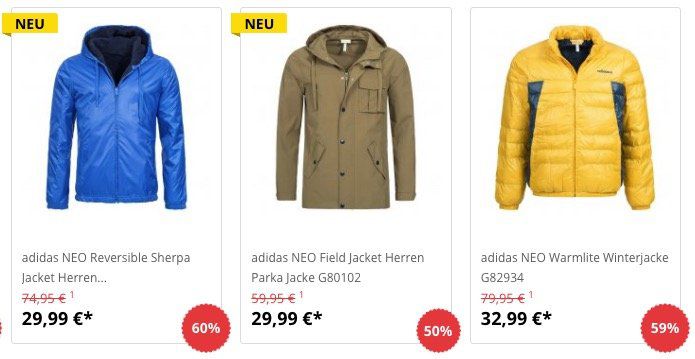adidas Jacken für Damen und Herren schon ab 19,99€