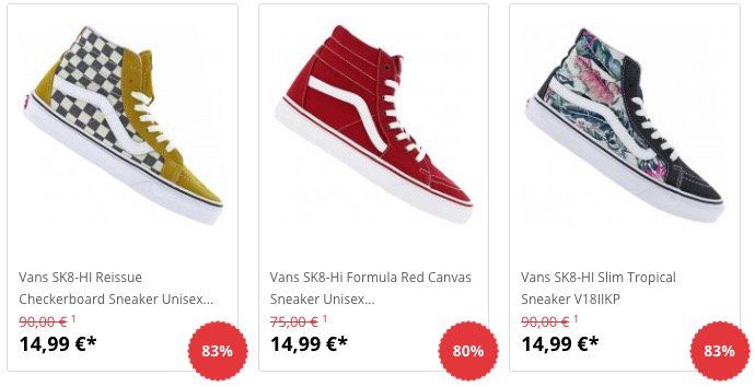 TOP! Vans Sneaker für je 14,99€ bei SportSpar   teilweise nur noch Restgrößen