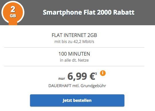 Vodafone: 100 Minuten + 2GB Daten für 6,99€ mtl. + 50€ bei Rufnummermitnahme