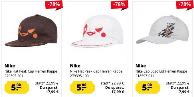 Nike Caps ab je nur 1,11€ + 3,95€ VSK