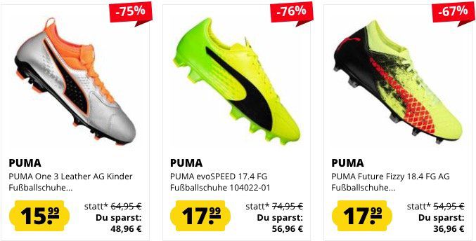 Fußball Schuhe Sale ab 11,99€ bei SportSpar   z.B. Puma Esito Classico SG ab 17,99€ (statt 31€)