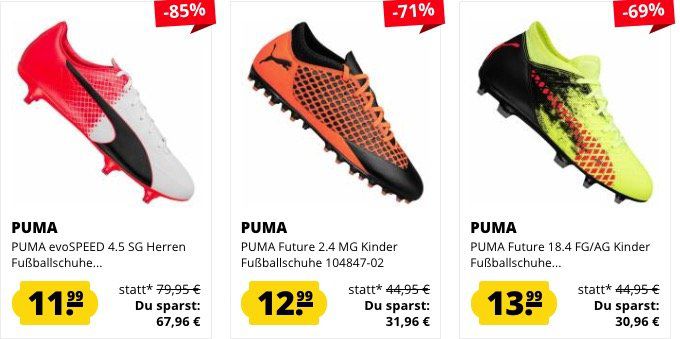 Fußball Schuhe Sale ab 11,99€ bei SportSpar   z.B. Puma Esito Classico SG ab 17,99€ (statt 31€)