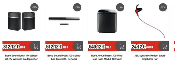 TOP12 Black Sale: z.B. Bose SoundTouch 10 Starterset nur 312,12€