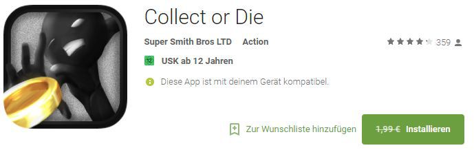 Collect or Die (Android) gratis statt 1,99€