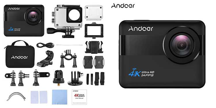 Andoer AN1   wasserdichte 4K WiFi Action Cam mit 2,31 Touchscreen, 20 MP, 170° Weitwinkel, 5x Zoom, Anti Shake für 65,15€ (statt 73€)