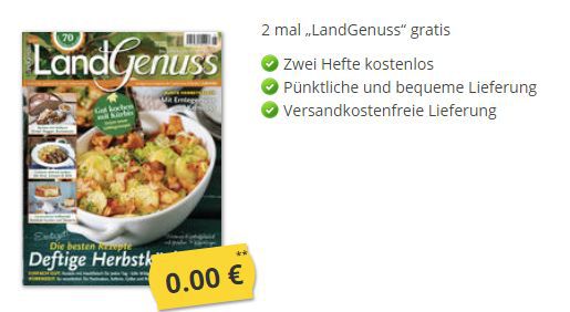 2 Ausgaben LandGenuss gratis – Kündigung notwendig