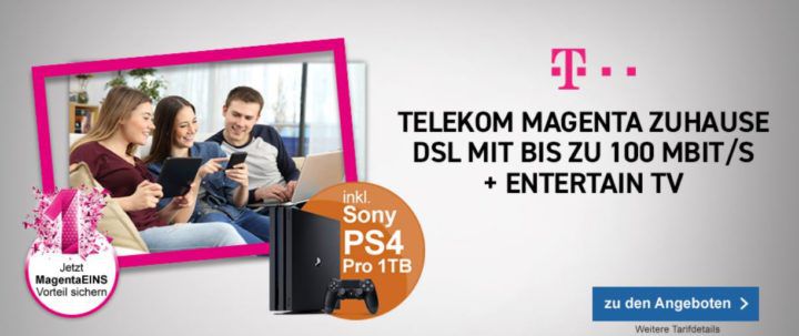 Telekom Magenta Zuhause M mit 50 Mbit/s für 33,15€ mtl. + PS4 Pro 1 TB gratis