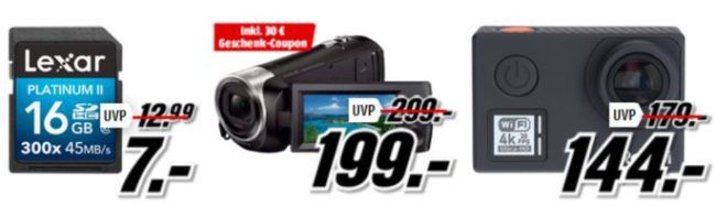 Media Markt Foto Late Night: z.B. SONY HDR CX405 B.CEN Camcorder Full HD für eff. 169€