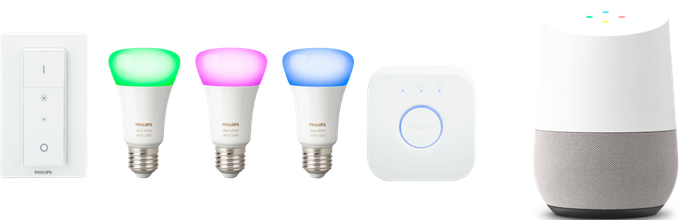 Knaller! Google Home Lautsprecher + Philips Hue E27 Starter Set + Dimmschalter für nur 199€ (statt 288€)