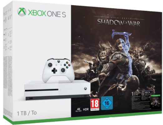 Xbox One S 1TB + Mittelerde: Schatten des Krieges + Star Wars Battlefront II  für 279€