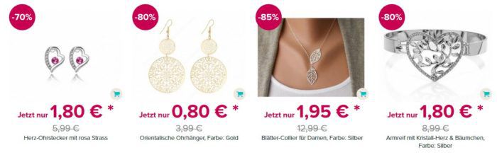 Silvity: Schmuck Ausverkauf mit 85% Rabatt   günstiger Schmuck ab 1,60€ + VSK + 3€ Gutschein ab 10€