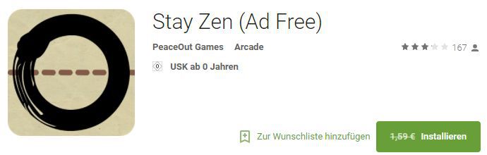 Stay Zen (Android) gratis statt 1,59€