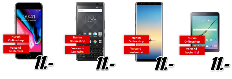 TOP! Media Markt Singles Days Verträge in der Übersicht   z.B. Galaxy S8 für 11€ + Vodafone Flat mit 2GB für 19,99€ mtl.