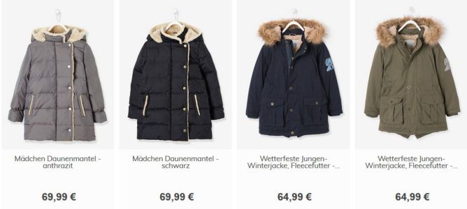 Vertbaudet mit 35% auf Jacken und Mäntel + 15€ Neukundengutschein ab 75€