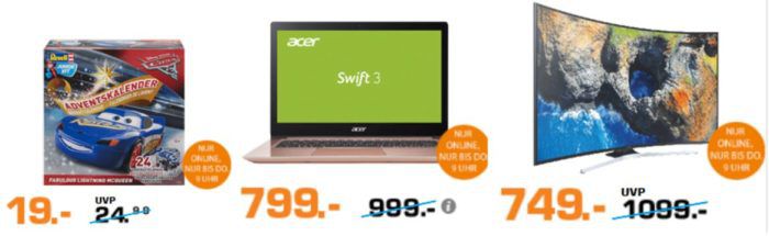Saturn Late Night Shopping Übersicht   u.a.: AEG Staubsauger Doppelpack statt 413€ für 299€   Acer Swift 3 statt 999€ für 799€