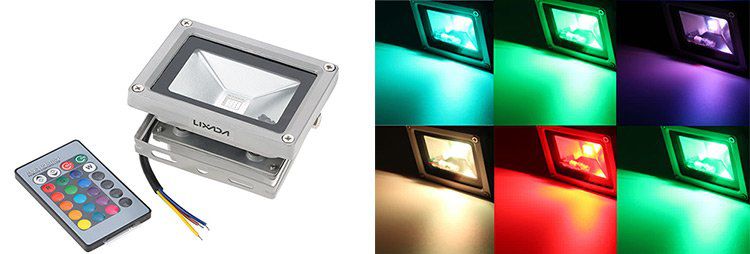 Lixada 10W RGB LED Flutlicht mit Fernbedienung für Innen & Außen für 8,87€ (statt 13€)