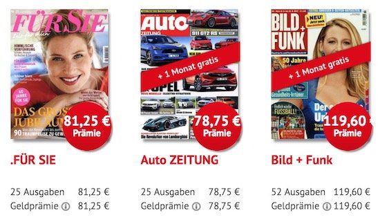 Knaller! Zeitschriften Abos mit sehr hohen Scheck Prämien + gratis Schnupper Abo