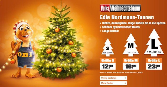 Vorbei! Nordmanntanne zwischen 1,25m bis 2m ab 12,99€ + 10% auf den nächsten Einkauf