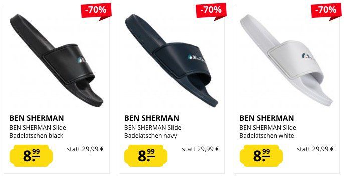 Ben Sherman Badelatschen für 8,99€ oder Schnürschuhe für 34,99€