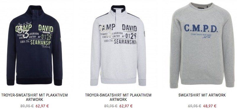 Camp David & Soccx mit 30% auf Strick und Sweat Oberteile