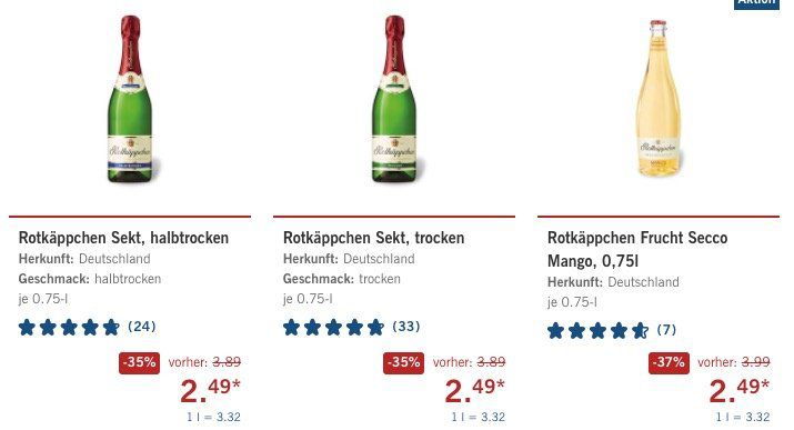 Rotkäppchen Sekt für je nur 2,49€ (statt 3,99€) + keine VSK ab 30€