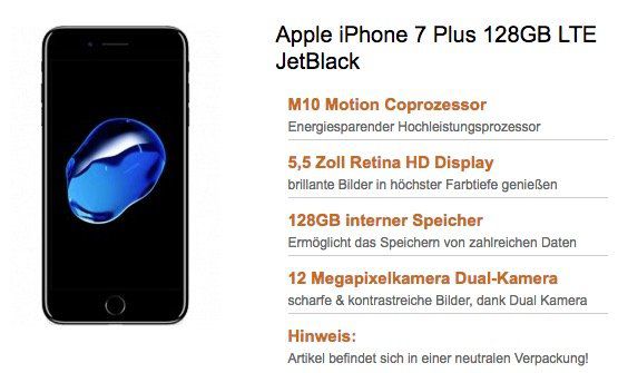Apple iPhone 7 Plus 128GB für 4,95€ + Telekom Magenta Mobil S mit 2GB LTE für eff. 43,45€ mtl. oder Young mit 4GB LTE für 39,95€ mtl.