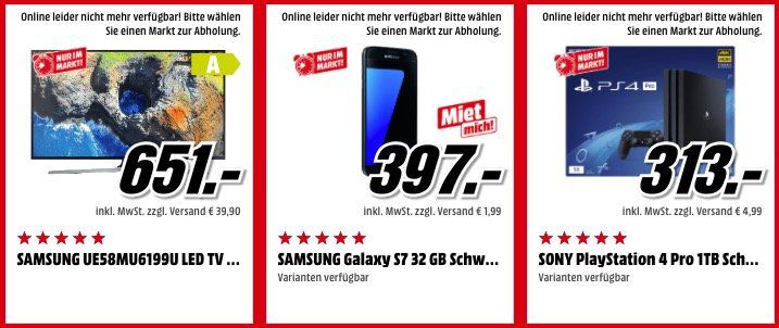 Media Markt Filialen: Donnerstag Frühshoppen bis 11 Uhr   z.B. Playstation 4 Pro für 313€ (statt 349€)