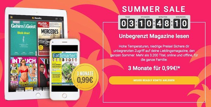 Monate Mitternacht - Magazin-Flatrate 0,99€ für 3 bis nur Readly (statt 29,97€)