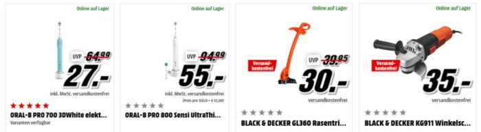 Media Markt Mega Marken Sparen: günstiges von Black+Decker, Oral B, Tefal und WMF