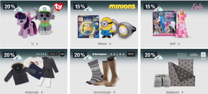 15% Rabatt auf Minions & Steffi Spielwaren 20% auf Marken Sportfashion uvm.   Galeria Kaufhof Mondschein Angebote