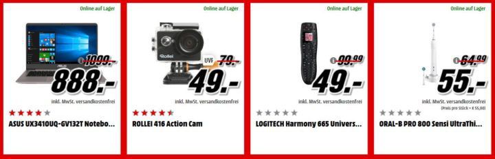 Media Markt Adventskalender Tag 8: z.B. ROLLEI 416 Action Cam für 49€   Logitech Harmony 665 für 49€