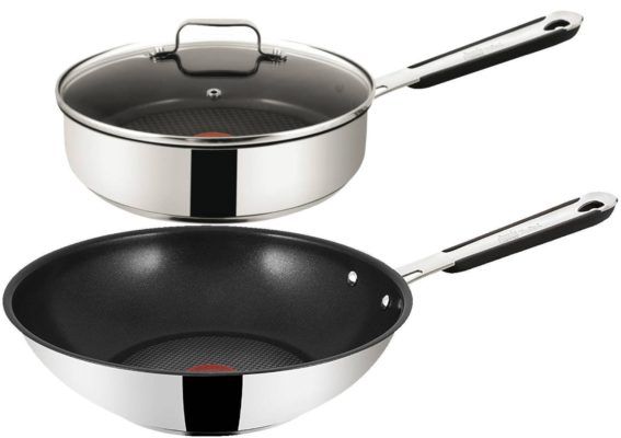 Tefal Jamie Oliver 2er Set:  28cm Wok + 25cm Saute Pfanne für 49,90€