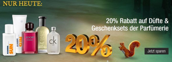 Galeria Kaufhof heute mit 20% Rabatt auf Düfte & Geschenksets der Parfümerie