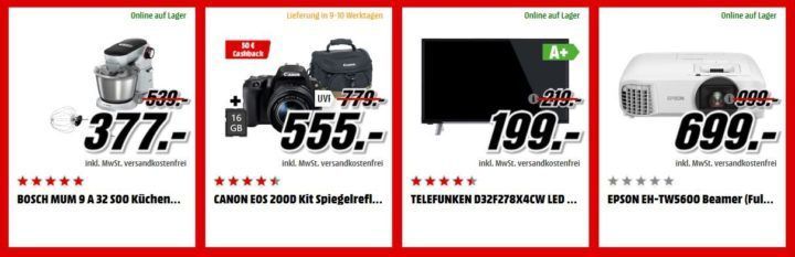 Media Markt Adventskalender Tag 16: z.B. EPSON EH TW5600 Beamer statt 818€ für 699€