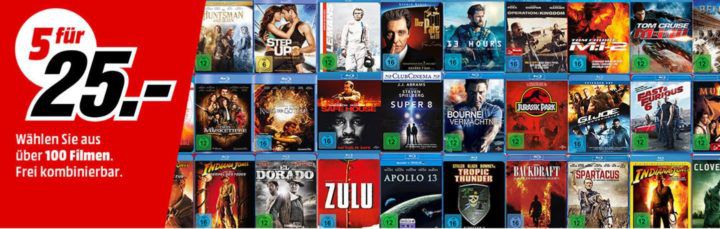 Media Markt: 5 Blu rays für 25€