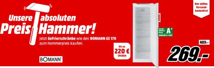 Media Markt Preishammer: BOMANN GS 176 A+ Gefrierschrank für nur 269€