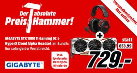 GIGABYTE GeForce GTX 1080 Ti + HYPERX Gaming Headset + Destiny 2 & Mittelerde PC für 729€