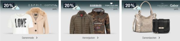 20% auf ausgewählte Damen Mode, Herrenjacken, Sportfashion uvm.   Galeria Kaufhof Mondschein Angebote