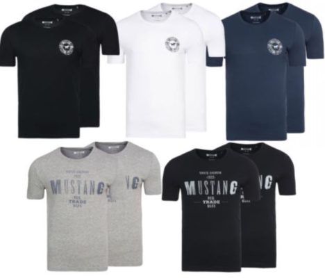 MUSTANG Herren Rundhals T Shirts  im Doppelpack für 17,99€