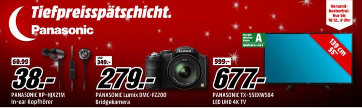 Media Markt PANASONIC Tiefpreisspätschicht    günstige Kameras, TV, Kopfhörer und mehr...