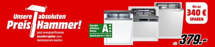 Media Markt Preishammer: heute Geschirrspüler wie der BEKO DSN38330X  statt 480€ für 359€