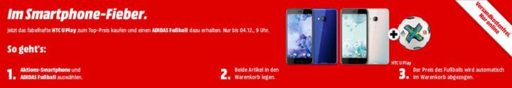 Media Markt Smartphone Fieber + Adidas Fußball: z.B. HTC U Ultra 64 GB statt 391€ für 249€