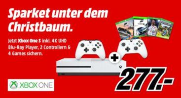 Xbox One S mit 500 GB + Forza Horizon 3 + Hot Wheels + Forza Motorsport 7 + FIFA 18 + Minecraft + 2. Controller für 277€